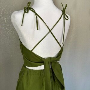 Green Romper Full length Linen Sz xsmall NWOT